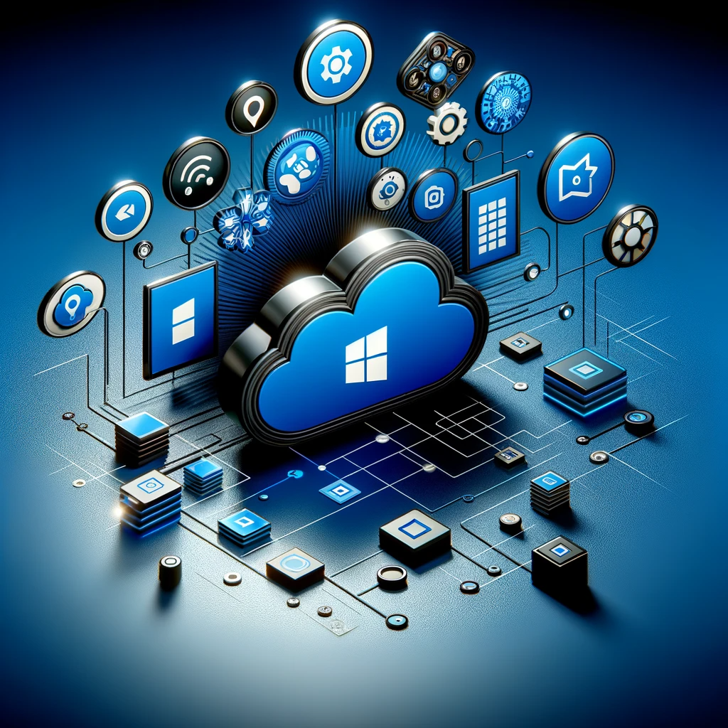 DALL·E 2023-12-11 20.29.03 - An image representing Microsoft 365 and cloud services, size 450x450 pixels, with a primary color theme of blue and bl